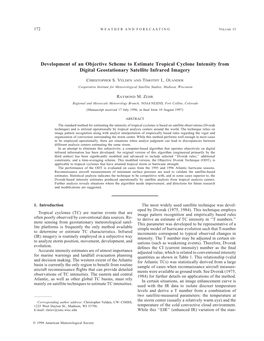 Development of an Objective Scheme to Estimate Tropical Cyclone Intensity from Digital Geostationary Satellite Infrared Imagery