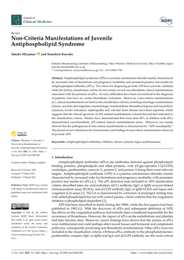 Non-Criteria Manifestations of Juvenile Antiphospholipid Syndrome