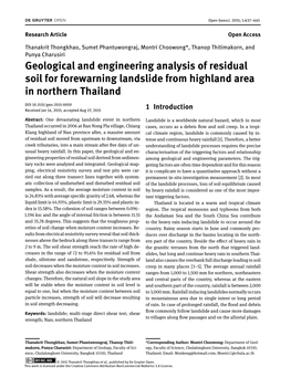 Geological and Engineering Analysis of Residual Soil for Forewarning Landslide from Highland Area in Northern Thailand