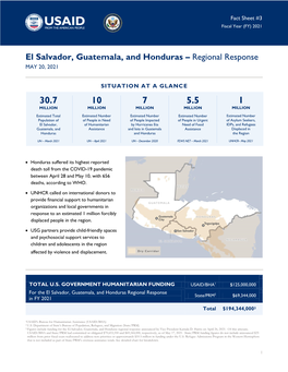 El Salvador, Guatemala, and Honduras – Regional Response MAY 20, 2021
