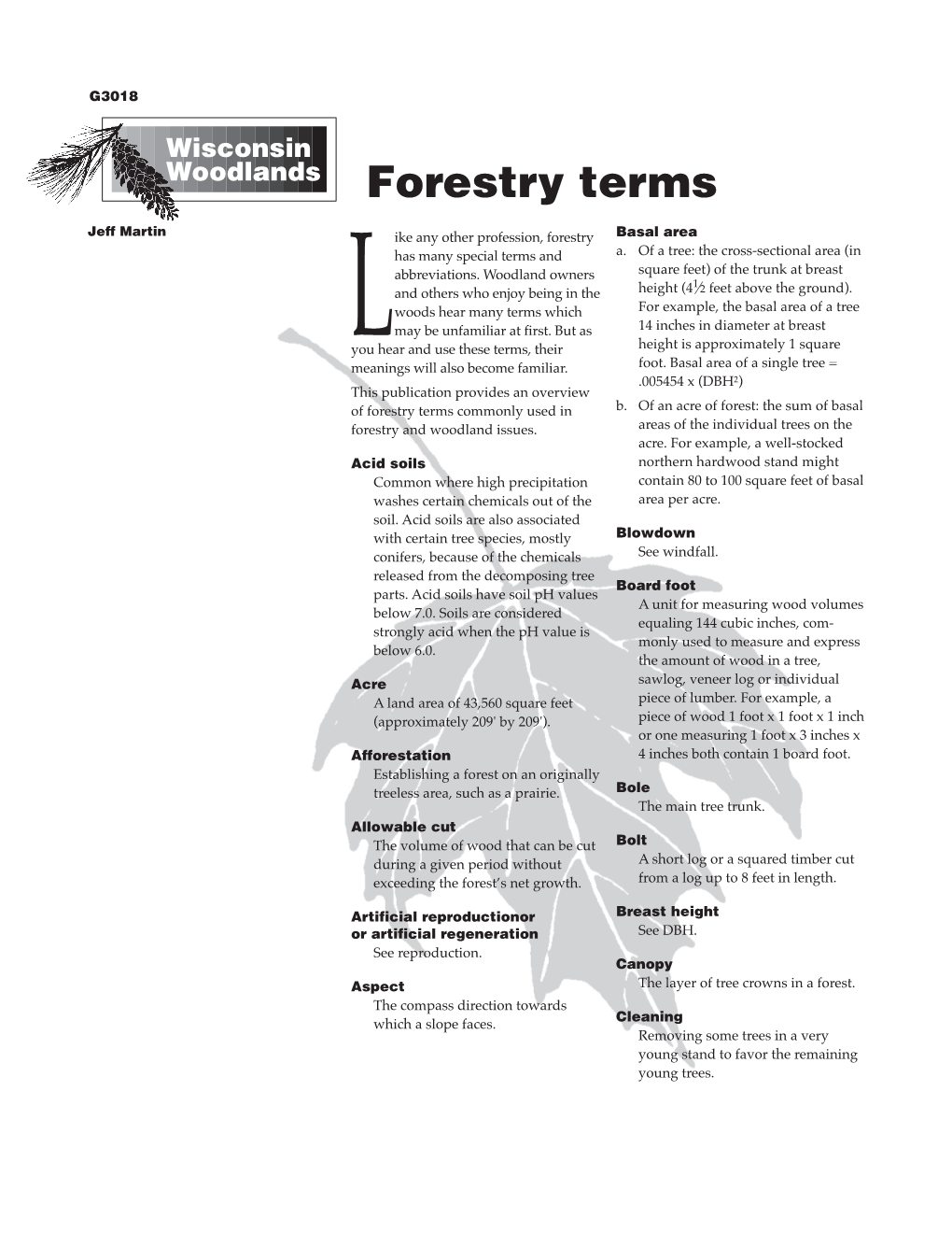 Wisconsin Woodlands: Forestry Terms R-08-97-2M-100