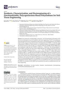 Synthesis, Characterization, and Electrospinning of a Functionalizable, Polycaprolactone-Based Polyurethane for Soft Tissue Engineering