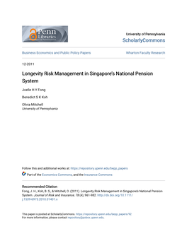Longevity Risk Management in Singapore's National Pension System