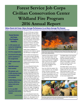 Forest Service Job Corps Civilian Conservation Center Wildland Fire