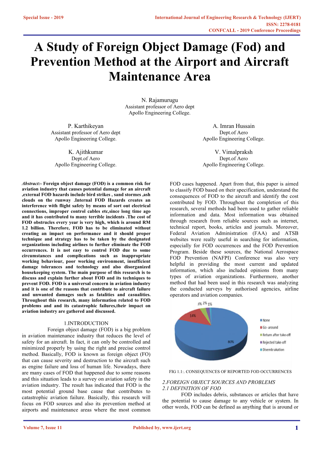 A Study of Foreign Object Damage (Fod) and Prevention Method at the Airport and Aircraft Maintenance Area