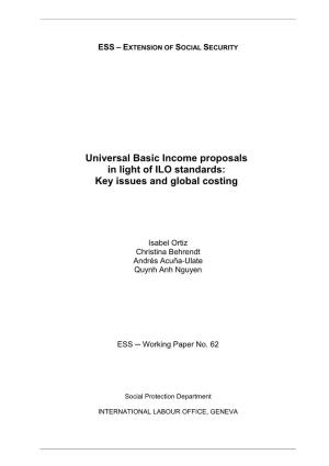 Universal Basic Income Proposals in Light of ILO Standards: Key Issues and Global Costing