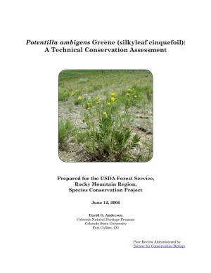 Potentilla Ambigens Greene (Silkyleaf Cinquefoil): a Technical Conservation Assessment