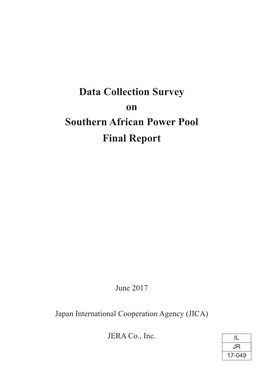 Data Collection Survey on Southern African Power Pool Final Report