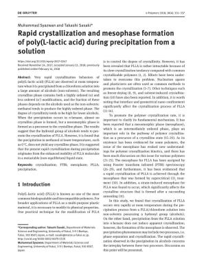 Rapid Crystallization and Mesophase Formation of Poly(L-Lactic Acid)