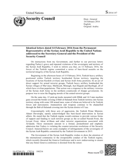 Security Council Distr.: General 16 February 2016 English Original: Arabic