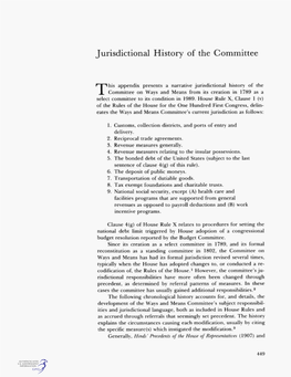 Jurisdictional History of the Committee