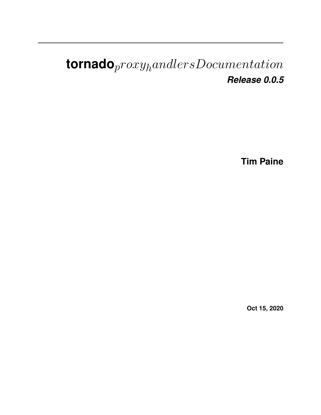 Tornadoproxyhandlers Documentation