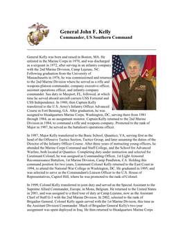 General John F. Kelly Commander, US Southern Command