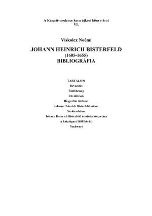 Johann Heinrich Bisterfeld (1605-1655) Bibliográfia