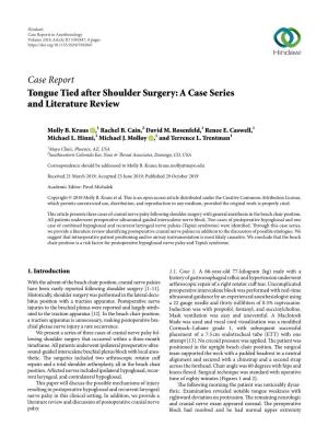 Tongue Tied After Shoulder Surgery: a Case Series and Literature Review