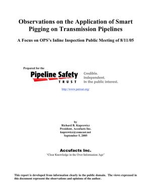Observations on the Application of Smart Pigging on Transmission Pipelines
