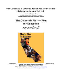Joint Committee to Develop a Master Plan for Education – Kindergarten Through University