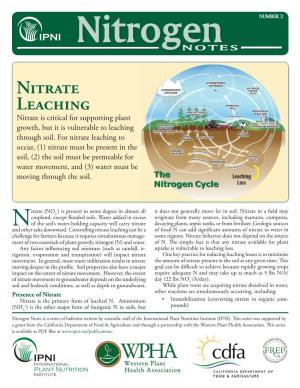 Nitrate Leaching Nitrate Is Critical for Supporting Plant Growth, but It Is Vulnerable to Leaching Through Soil