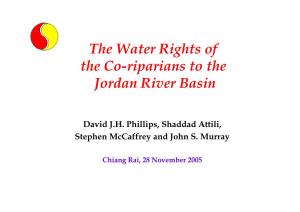 The Water Rights of the Co-Riparians to the Jordan River Basin