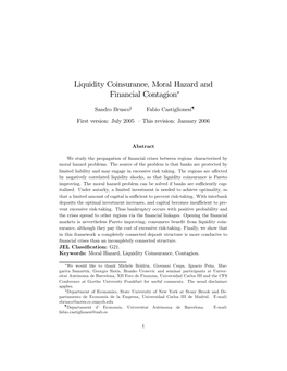 Liquidity Coinsurance, Moral Hazard and Financial Contagion∗