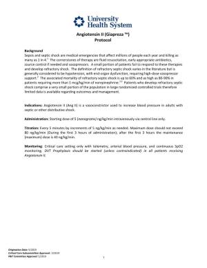 Angiotensin II Protocol