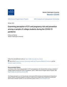 Examining Perception of STI and Pregnancy Risk and Prevention Among a Sample of College Students During the COVID-19 Pandemic