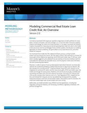 Modeling Commercial Real Estate Loan Credit Risk: an Overview 3
