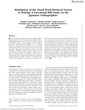 A Functional MRI Study on the Japanese Orthographies