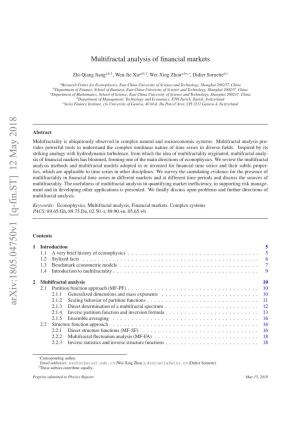 Arxiv:1805.04750V1 [Q-Fin.ST] 12 May 2018 Utfatlt.Teueuns Fmlirca Analysis Marke Multifractal Different of Usefulness in the Disciplin Series Multifractality