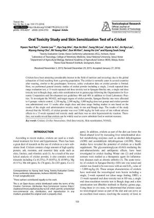 Oral Toxicity Study and Skin Sensitization Test of a Cricket