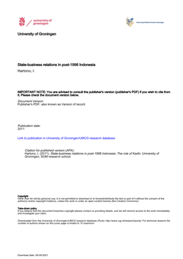 University of Groningen State-Business Relations in Post