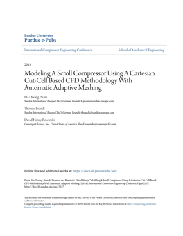 Modeling a Scroll Compressor Using a Cartesian Cut-Cell Based CFD Methodology with Automatic Adaptive Meshing