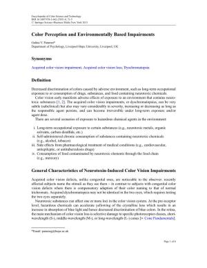 Color Perception and Environmentally Based Impairments