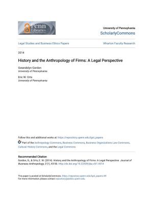 History and the Anthropology of Firms: a Legal Perspective