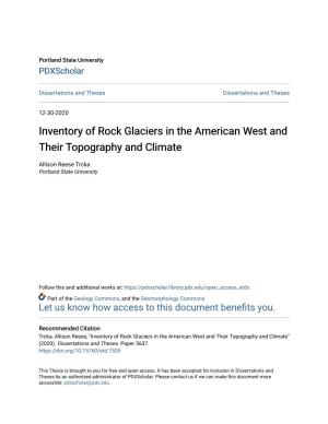 Inventory of Rock Glaciers in the American West and Their Topography and Climate