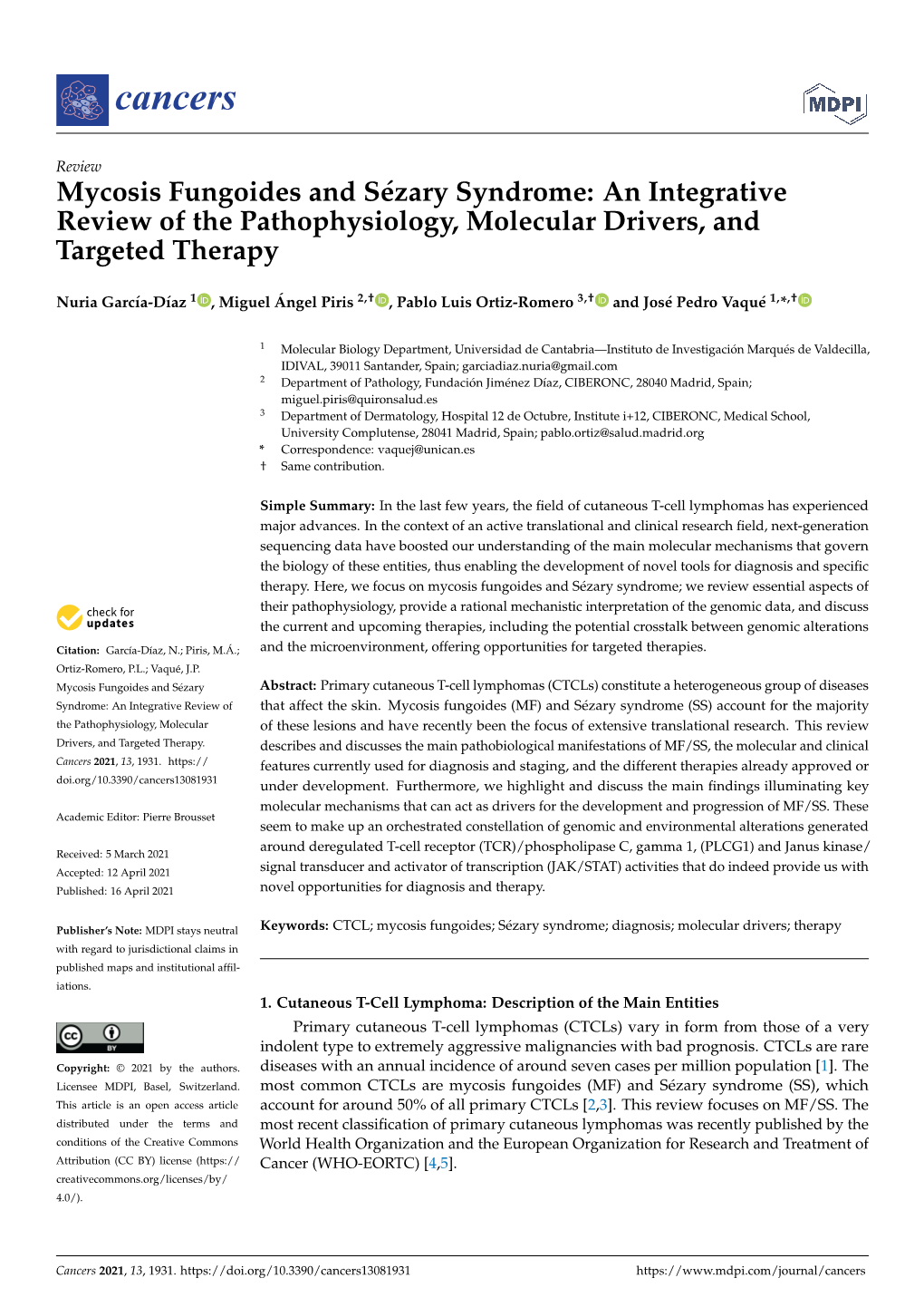 Mycosis Fungoides and Sézary Syndrome: an Integrative Review of the Pathophysiology, Molecular Drivers, and Targeted Therapy