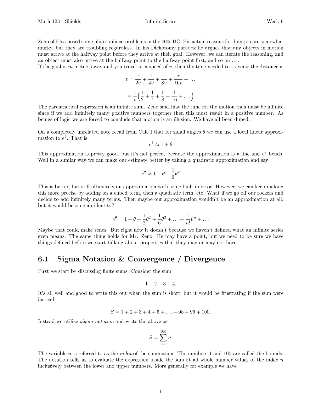 6.1 Sigma Notation & Convergence / Divergence