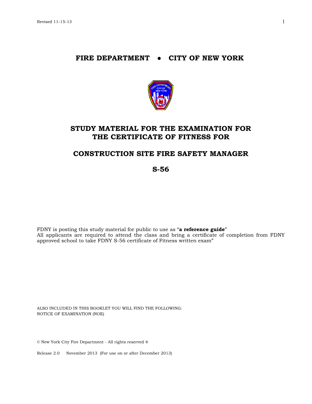 Fire Department City of New York Study Material