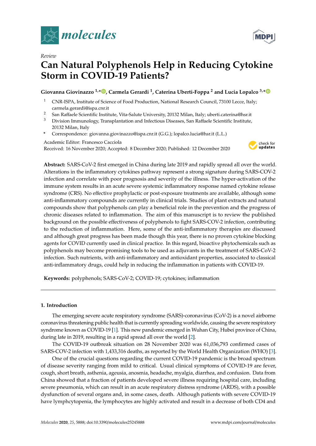 Can Natural Polyphenols Help in Reducing Cytokine Storm in COVID-19 Patients?