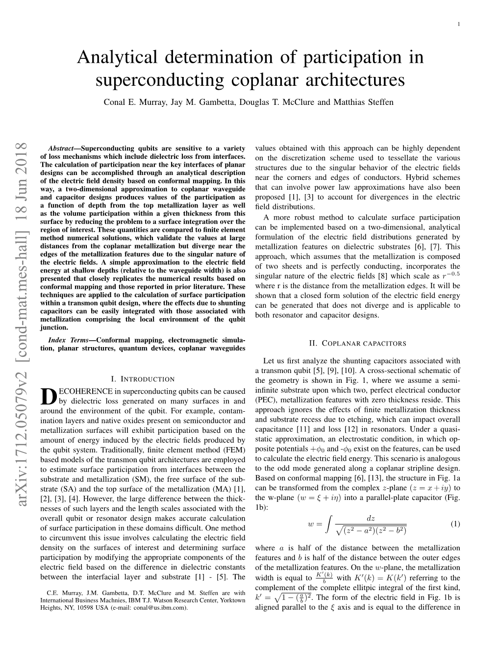 Analytical Determination of Participation in Superconducting Coplanar Architectures Conal E