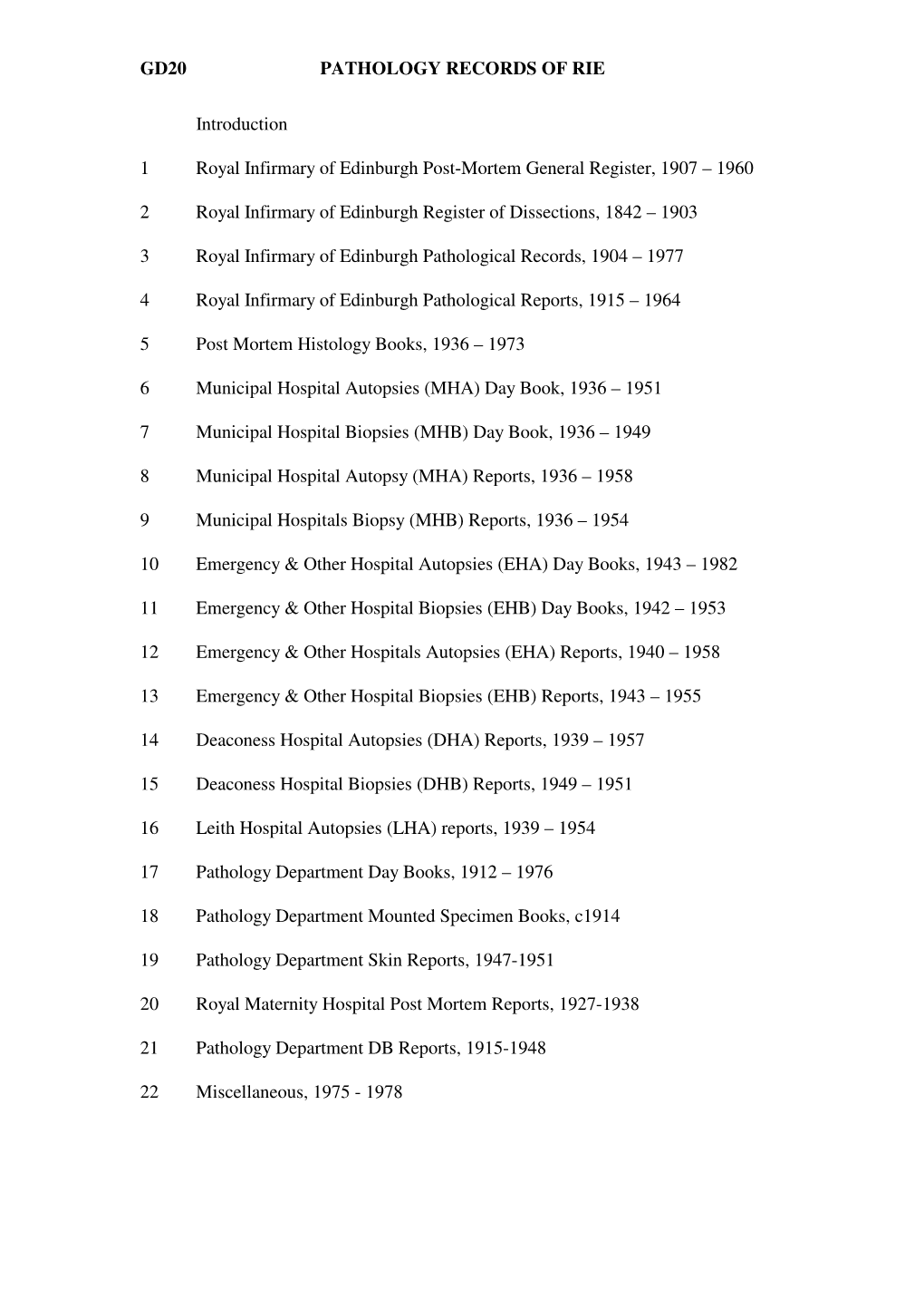 Gd20 Pathology Records of Rie