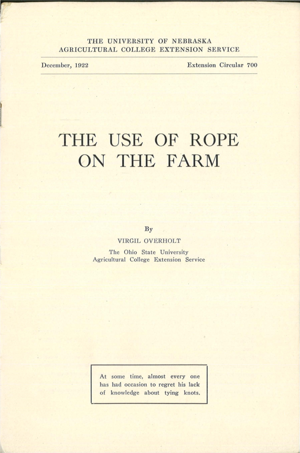 EC700 the Use of Rope on the Farm