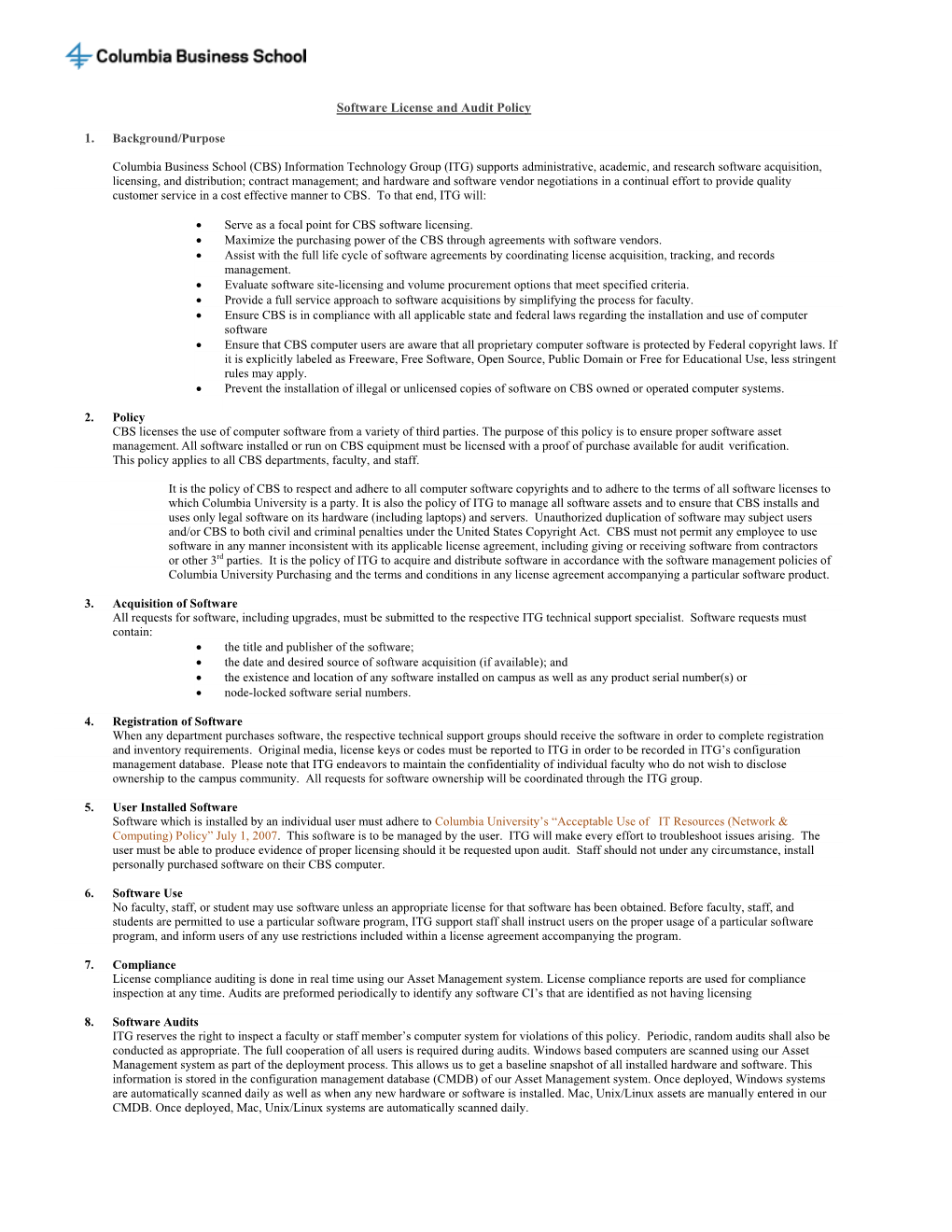 Software Audit and Licensing Policy