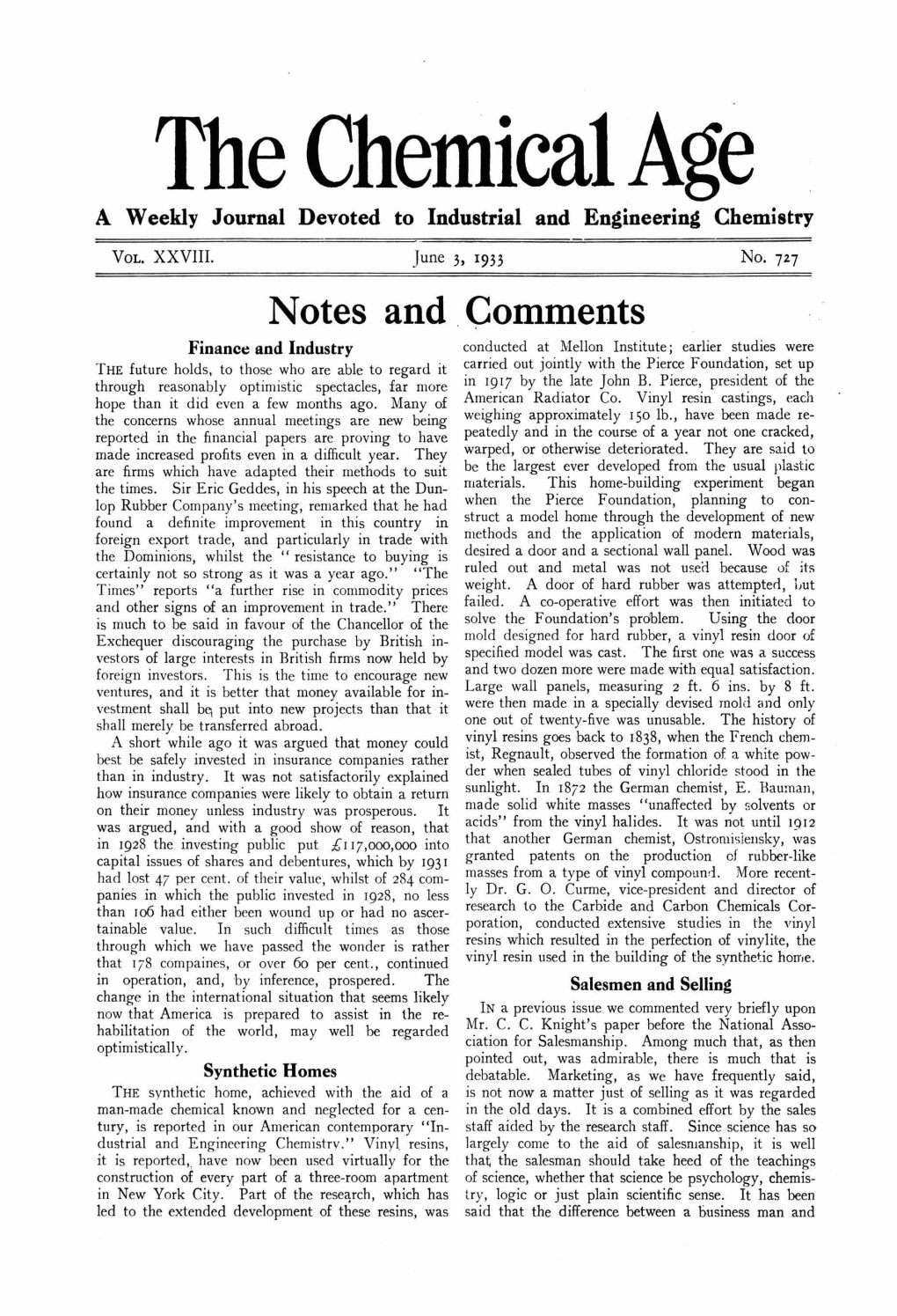 The Chemical Age 1933 Vol.28 No.727