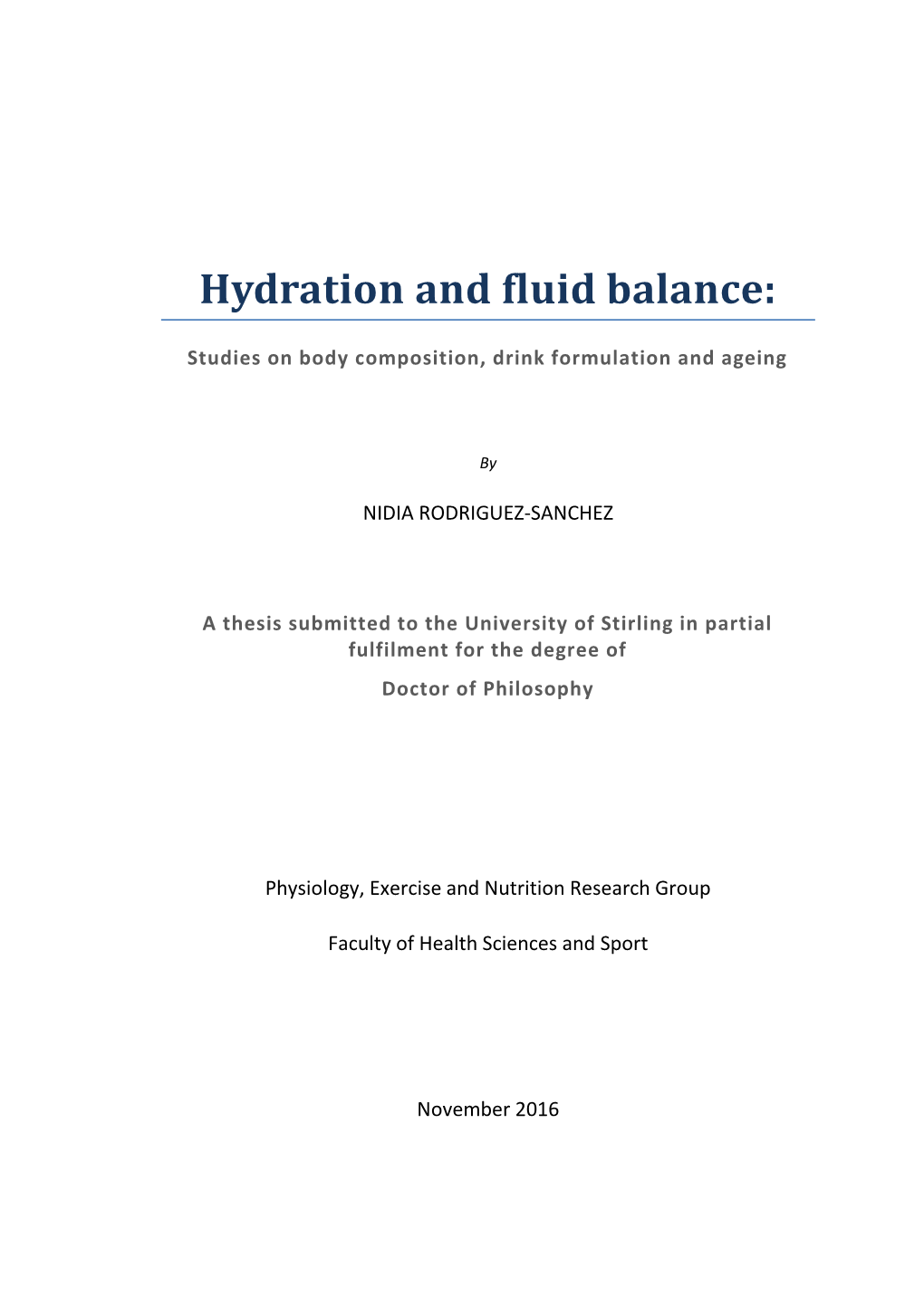 Hydration and Fluid Balance