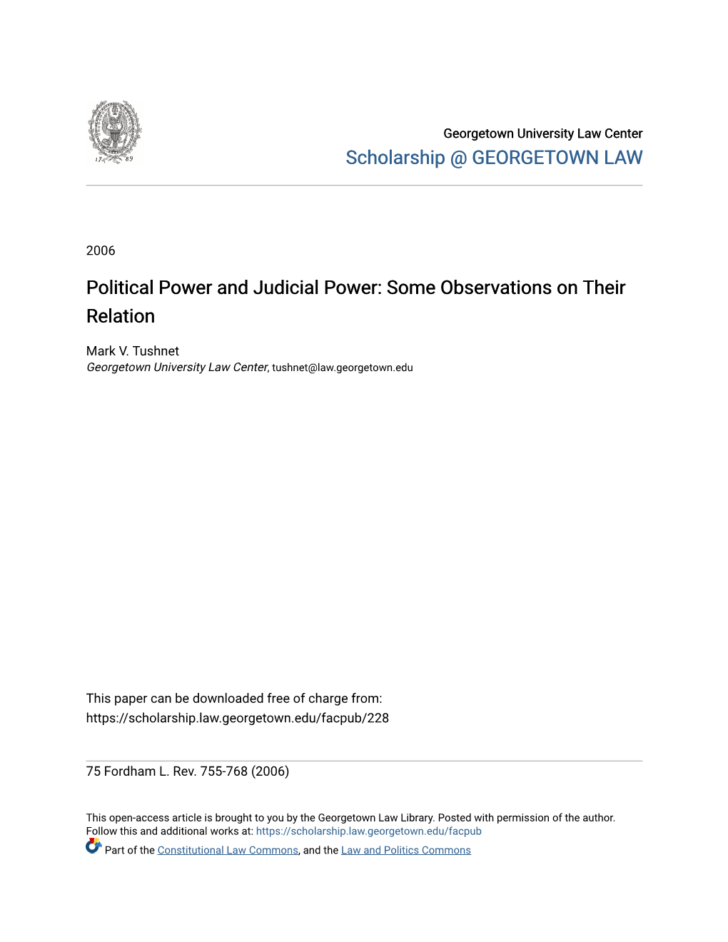 Political Power and Judicial Power: Some Observations on Their Relation