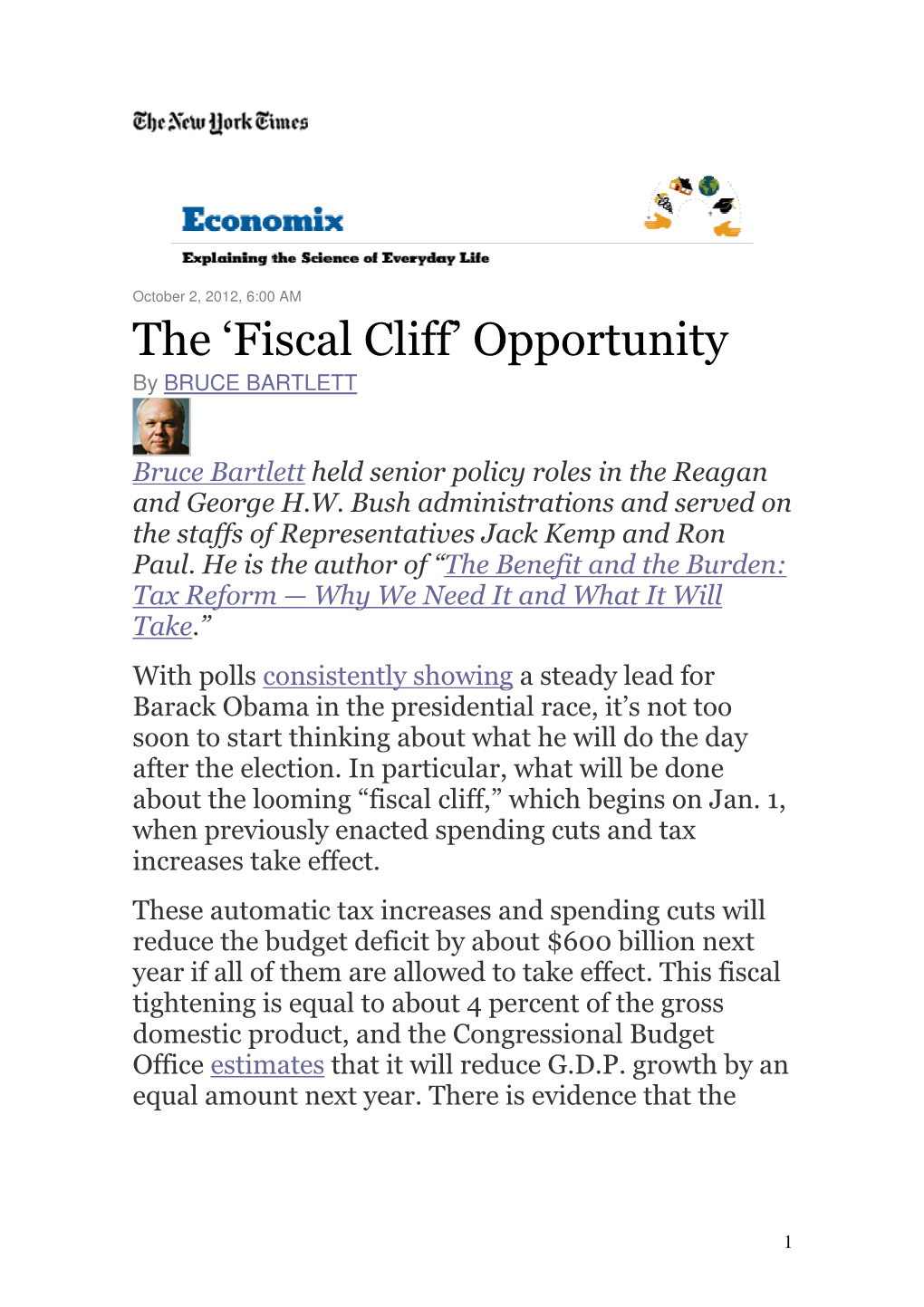 The 'Fiscal Cliff' Opportunity