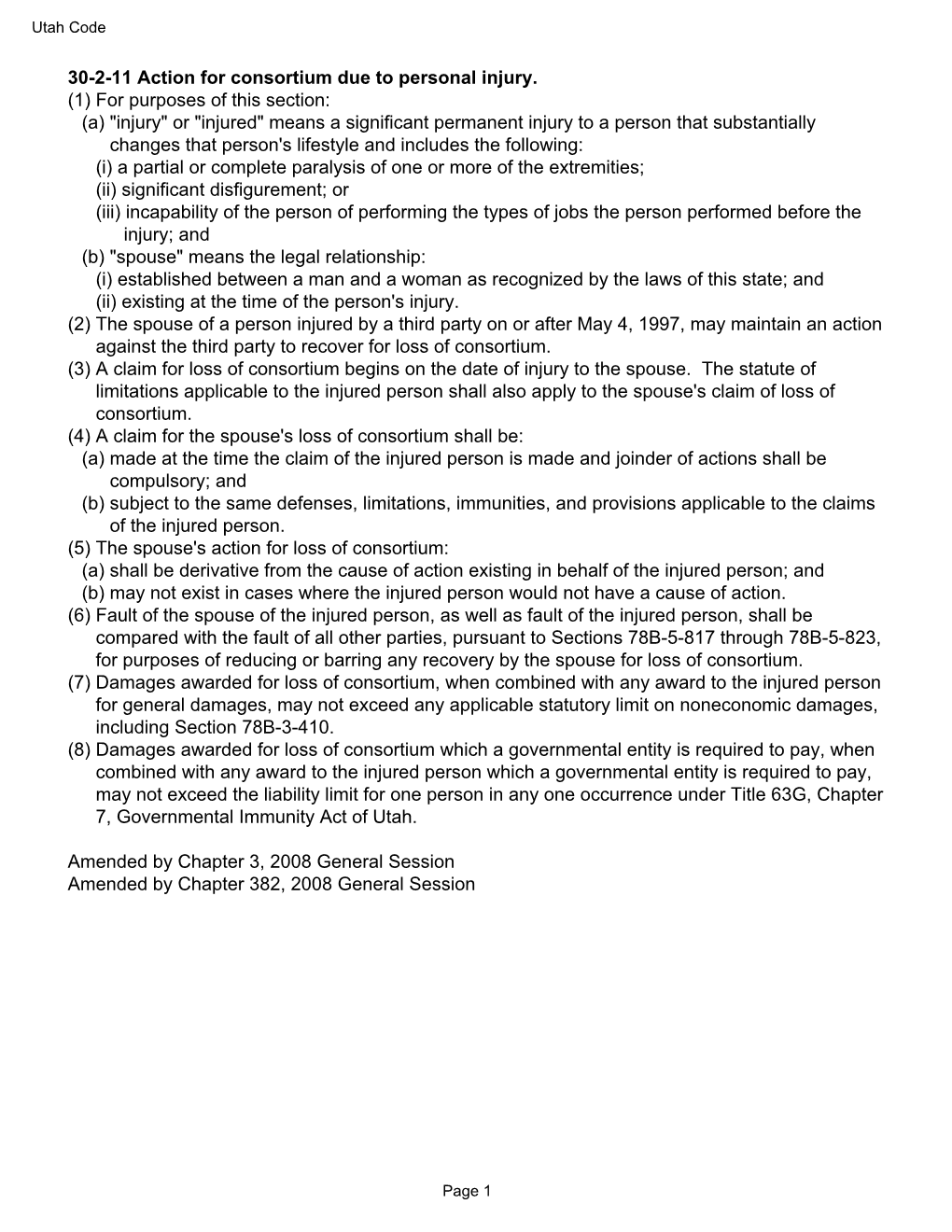 30-2-11 Action for Consortium Due to Personal Injury. (1) for Purposes Of