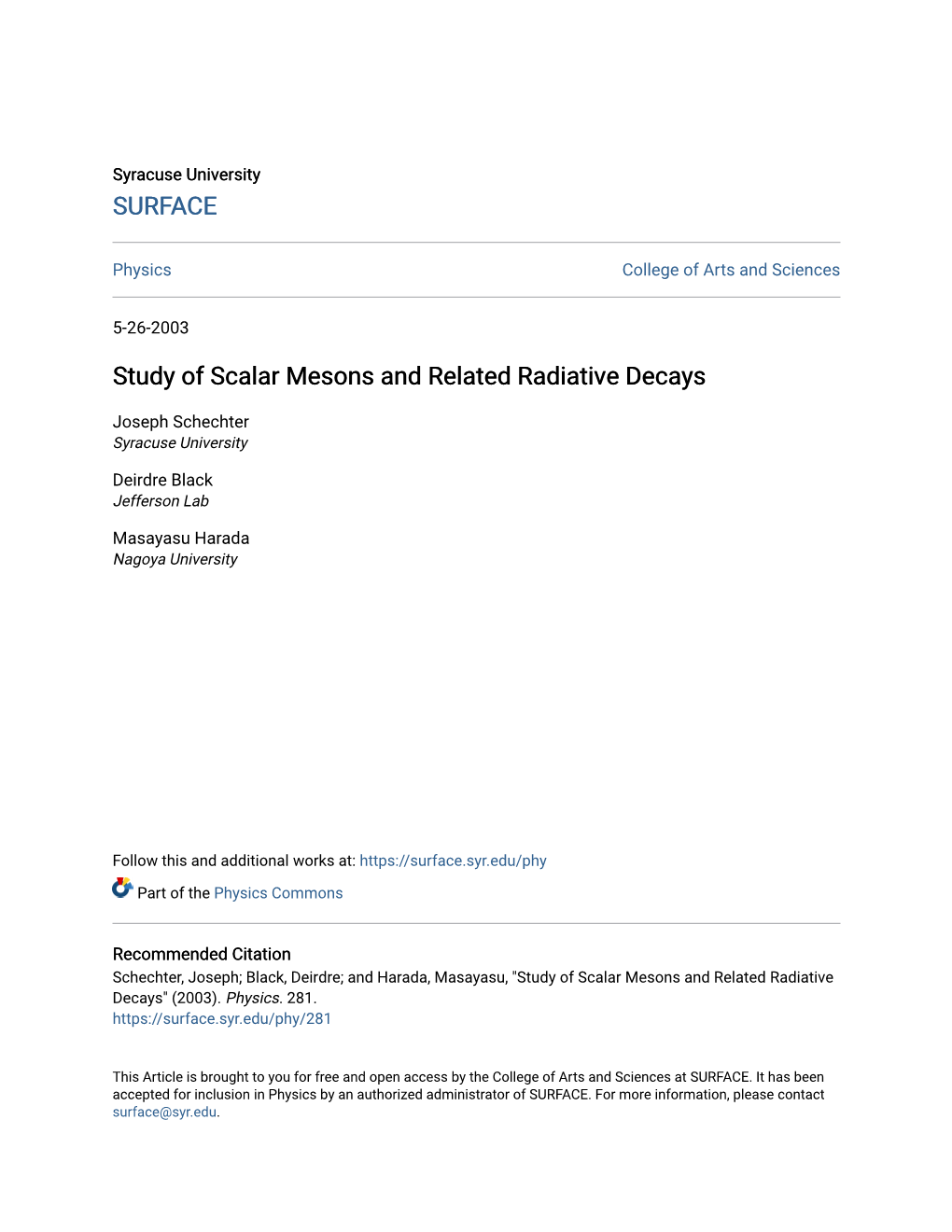 Study of Scalar Mesons and Related Radiative Decays