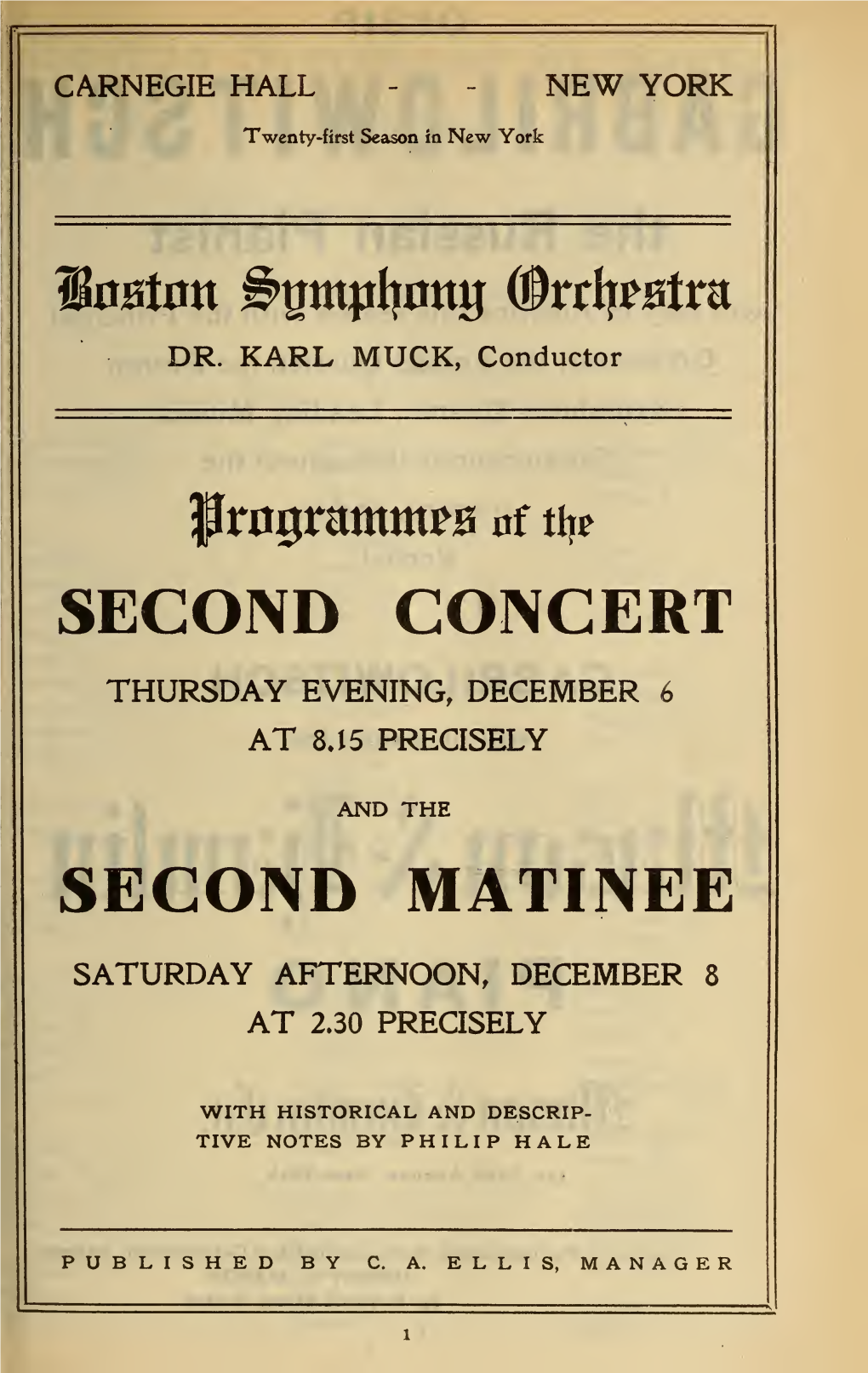 Boston Symphony Orchestra Concert Programs, Season 26,1906-1907, Trip